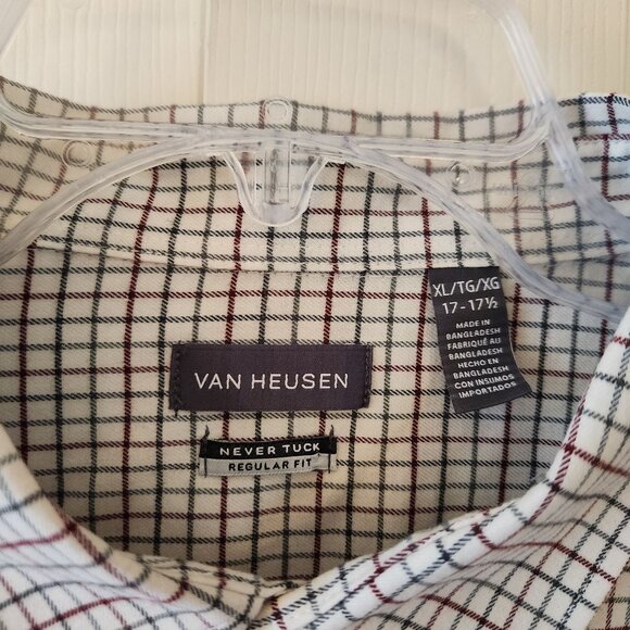 Van Heusen Mens Regular Fit Plaid Shirt X-Large Never Tuck Length Sustainable Fa - Picture 4 of 11